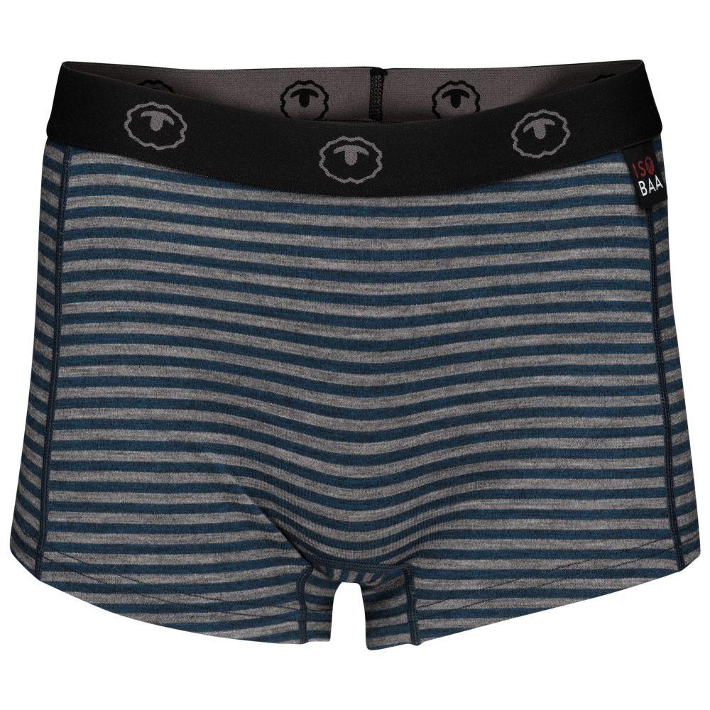 Isobaa | Womens Merino 180 Hipster Shorts (Mini Stripe Petrol/Charcoal) | Conquer any activity in comfort with Isobaa's superfine Merino hipster shorts.