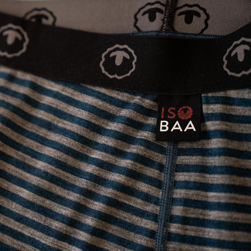 Isobaa | Womens Merino 180 Hipster Shorts (Mini Stripe Petrol/Charcoal) | Conquer any activity in comfort with Isobaa's superfine Merino hipster shorts.