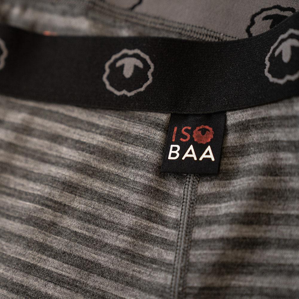 Isobaa | Womens Merino 180 Hipster Shorts (Mini Stripe Smoke/Charcoal) | Conquer any activity in comfort with Isobaa's superfine Merino hipster shorts.