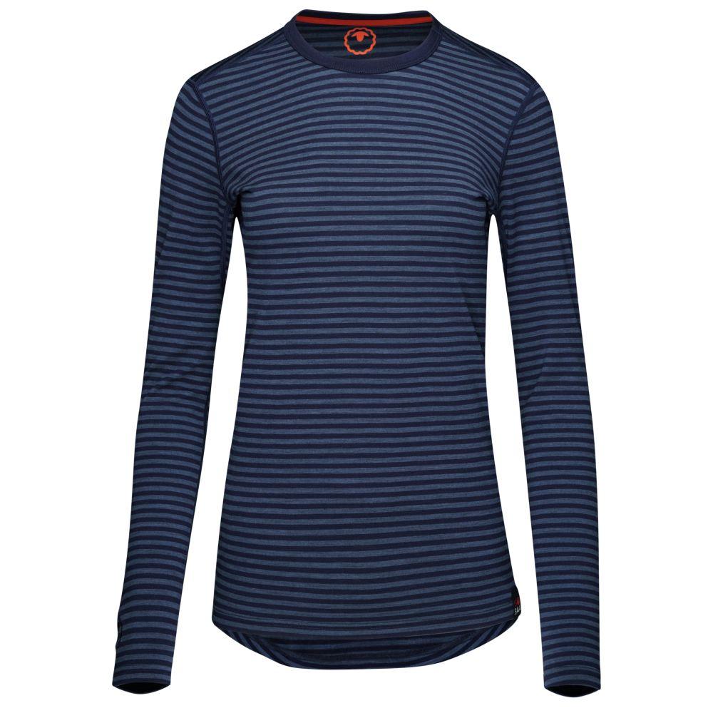 Isobaa | Womens Merino 180 Long Sleeve Crew (Mini Stripe Navy/Denim) | Get outdoors with the ultimate Merino wool long-sleeve top.