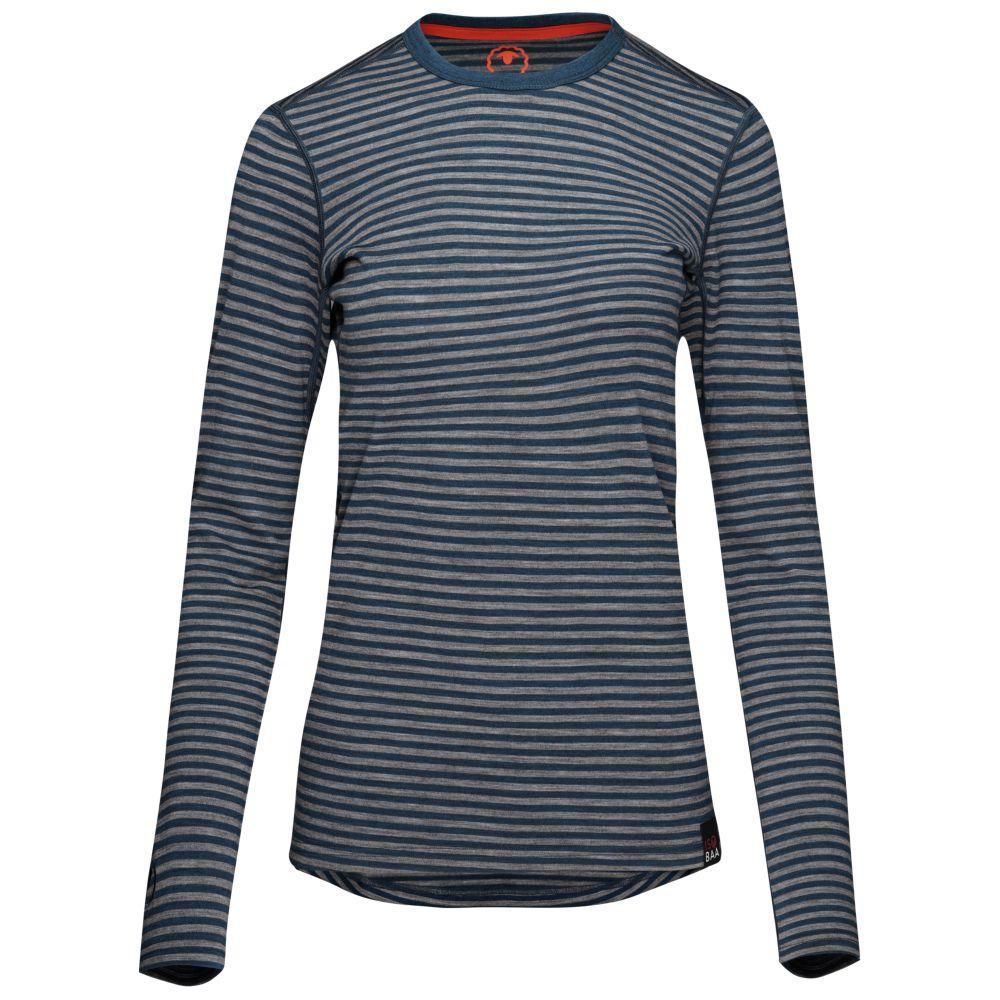 Isobaa | Womens Merino 180 Long Sleeve Crew (Mini Stripe Petrol/Charcoal) | Get outdoors with the ultimate Merino wool long-sleeve top.