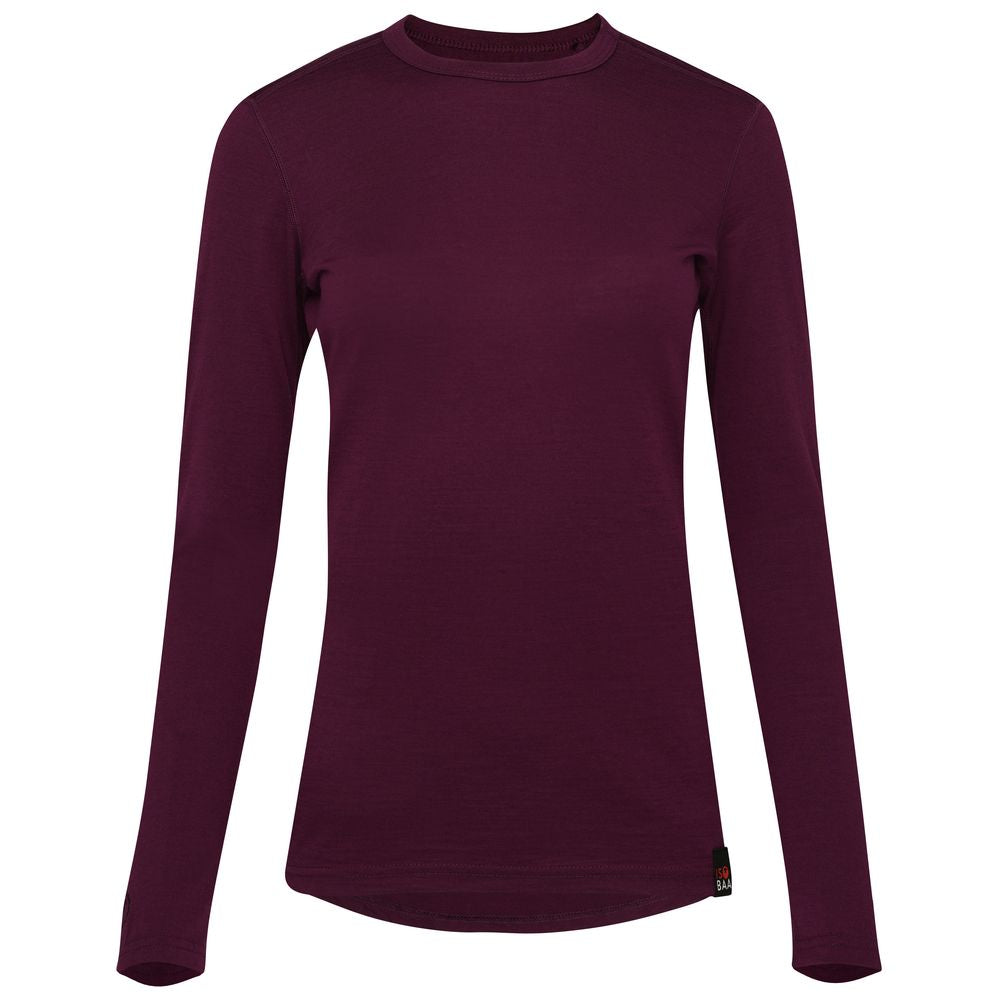 Isobaa | Womens Merino 180 Long Sleeve Crew (Wine) | Get outdoors with the ultimate Merino wool long-sleeve top.