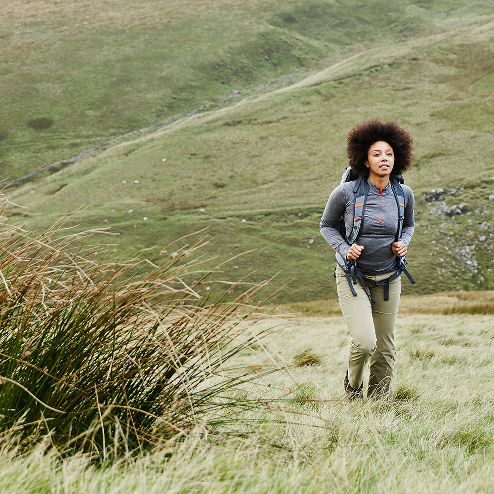 Isobaa | Womens Merino 200 Long Sleeve Zip Neck (Charcoal) | Experience the best of 200gm Merino wool with this ultimate half-zip top – your go-to for challenging hikes, chilly bike commutes, post-workout layering, and unpredictable weather. | Model: Savanah