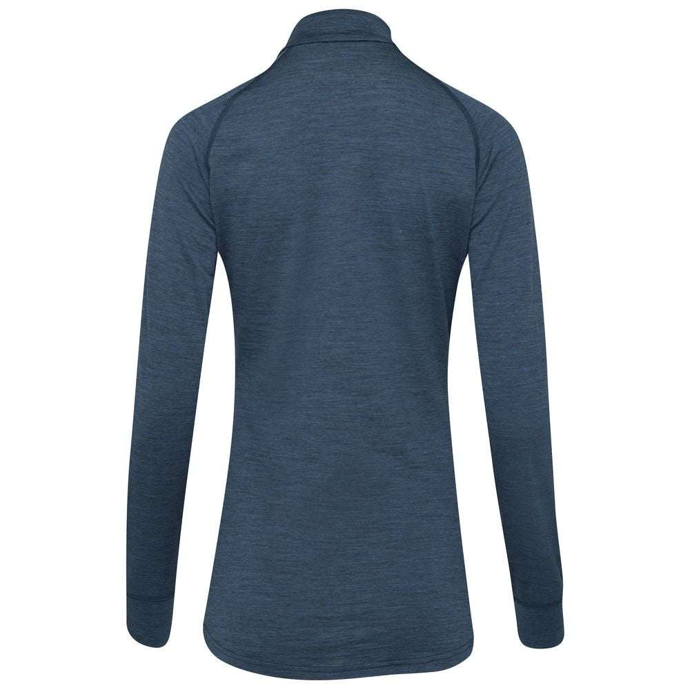 Isobaa | Womens Merino 200 Long Sleeve Zip Neck (Denim) | Experience the best of 200gm Merino wool with this ultimate half-zip top – your go-to for challenging hikes, chilly bike commutes, post-workout layering, and unpredictable weather.