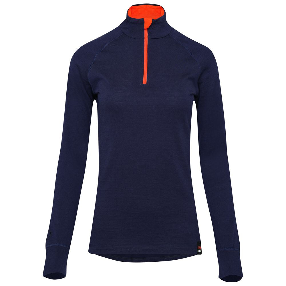 Isobaa | Womens Merino 200 Long Sleeve Zip Neck (Navy) | Experience the best of 200gm Merino wool with this ultimate half-zip top – your go-to for challenging hikes, chilly bike commutes, post-workout layering, and unpredictable weather.