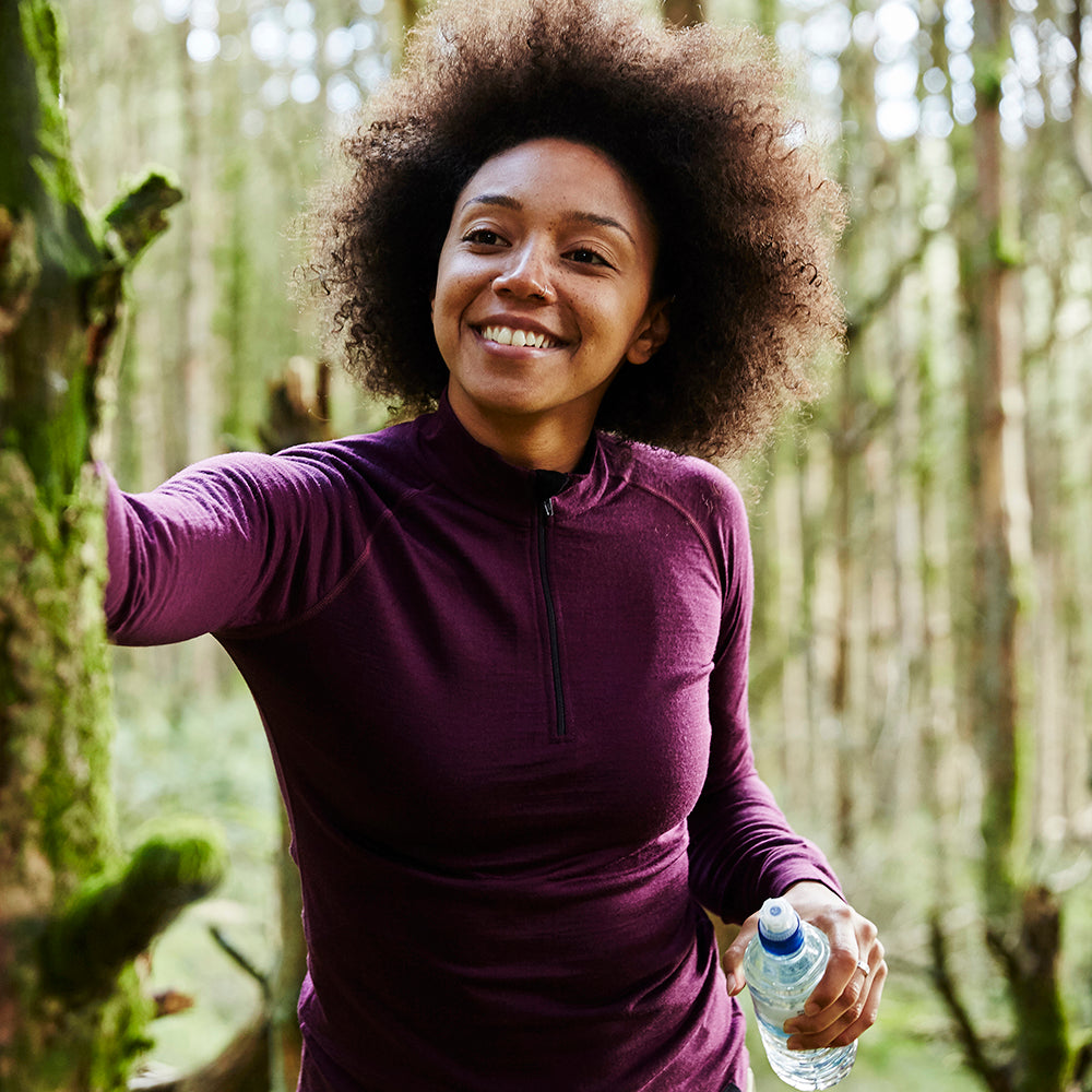 Isobaa | Womens Merino 200 Long Sleeve Zip Neck (Wine) | Experience the best of 200gm Merino wool with this ultimate half-zip top – your go-to for challenging hikes, chilly bike commutes, post-workout layering, and unpredictable weather.