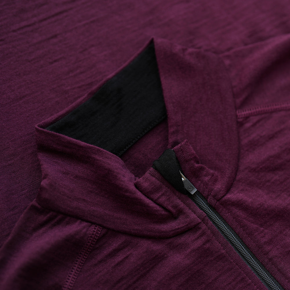 Isobaa | Womens Merino 200 Long Sleeve Zip Neck (Wine) | Experience the best of 200gm Merino wool with this ultimate half-zip top – your go-to for challenging hikes, chilly bike commutes, post-workout layering, and unpredictable weather.