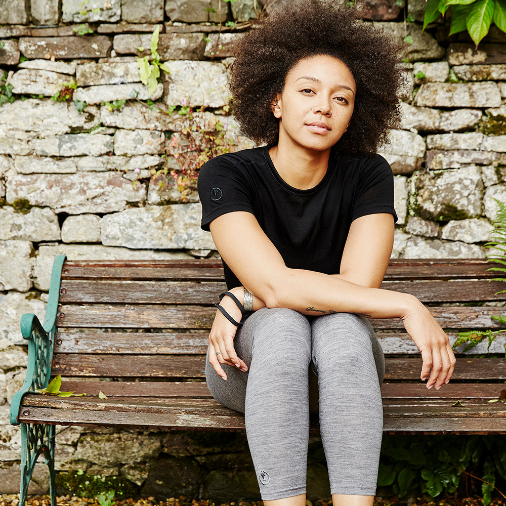 Isobaa | Womens Merino 200 Tights (Charcoal) | Conquer mountains, ski slopes, and sofa days with unmatched comfort in our 200gm Merino wool tights. | Model: Savanah
