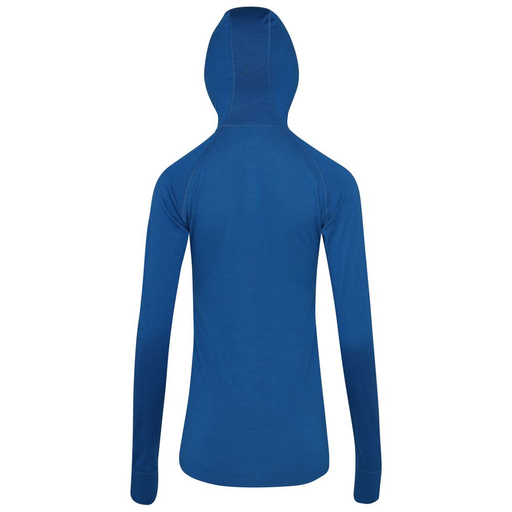 Isobaa | Womens Merino 200 Zip Neck Hoodie (Blue) | The ultimate 200gm Merino wool hoodie.