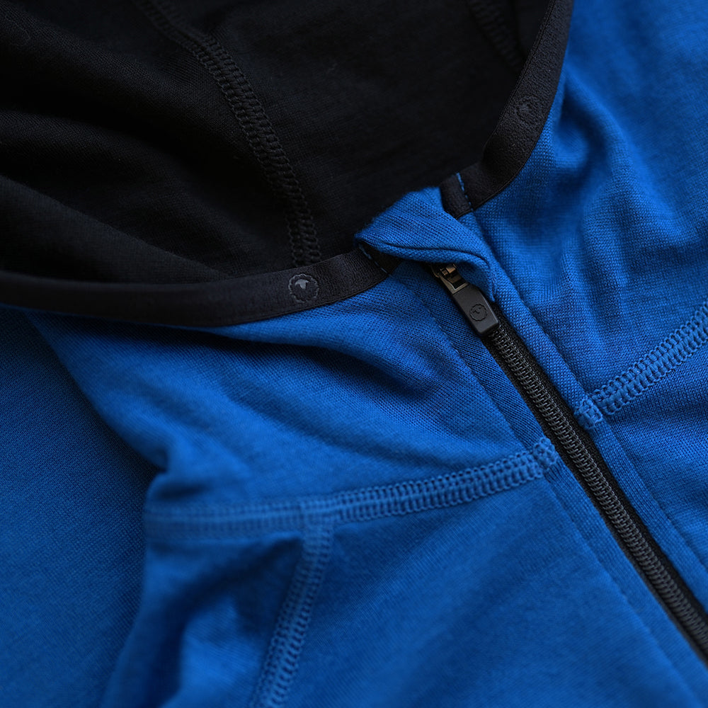 Isobaa | Womens Merino 200 Zip Neck Hoodie (Blue) | The ultimate 200gm Merino wool hoodie.