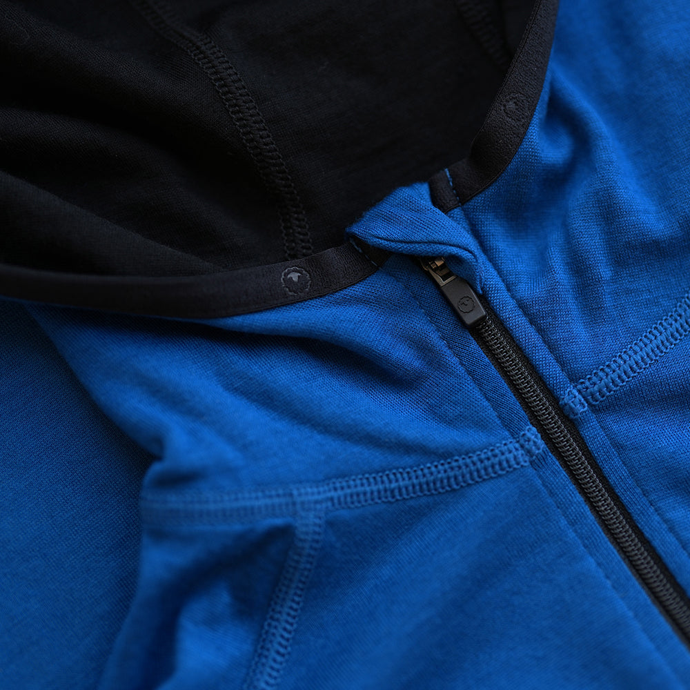 Isobaa | Womens Merino 200 Zip Neck Hoodie (Blue) | The ultimate 200gm Merino wool hoodie.