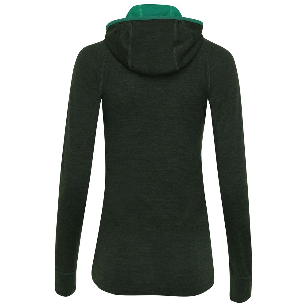 Isobaa | Womens Merino 200 Zip Neck Hoodie (Forest) | The ultimate 200gm Merino wool hoodie.