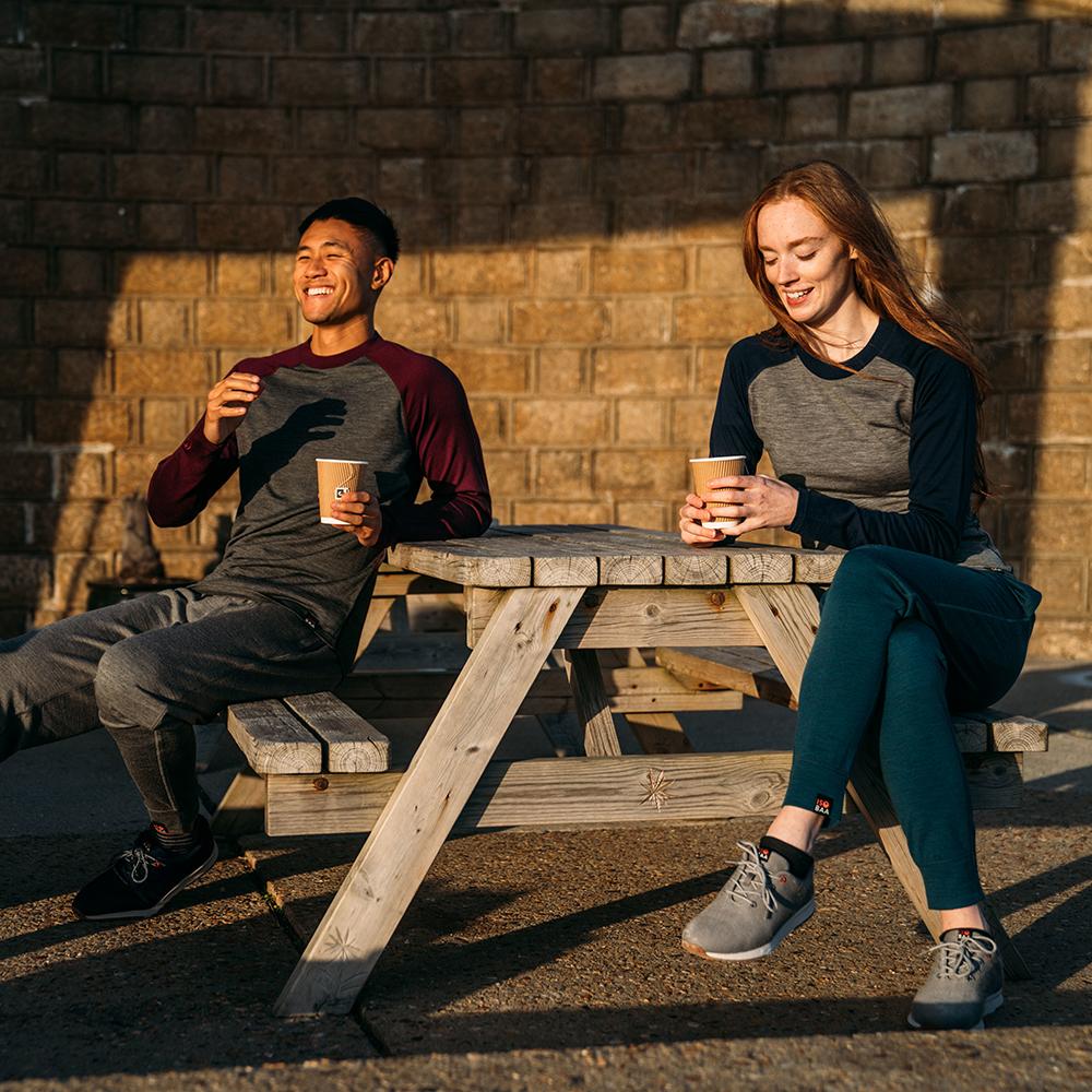 Isobaa | Womens Merino 260 Lounge Cuffed Joggers (Petrol/Lime) | Discover unparalleled comfort and versatility with our luxurious 260gm Merino wool lounge joggers. | Model: Sophie