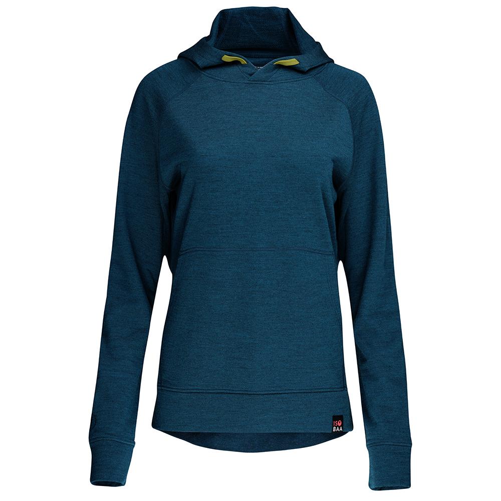 Isobaa | Womens Merino 260 Lounge Hoodie (Petrol/Lime) | Experience the best in comfort and performance with our midweight 260gm Merino wool pullover hoodie.