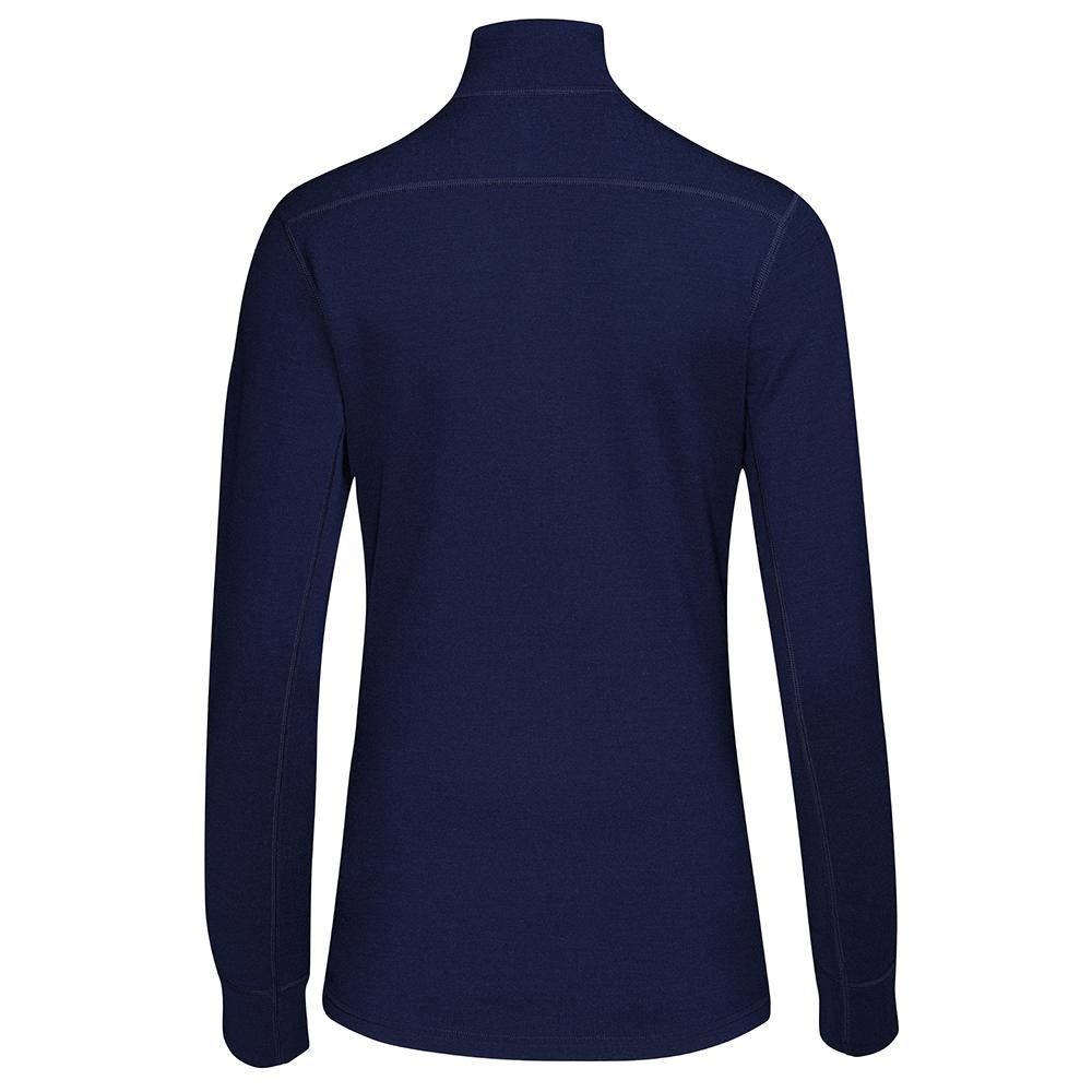 Isobaa | Womens Merino 320 Long Sleeve Half Zip (Navy/Lime) | Conquer cold trails, blustery commutes, and unpredictable weather with the ultimate Merino wool half-zip top.