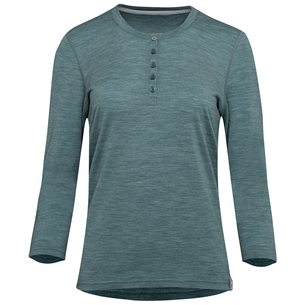 Isobaa | Womens Merino Blend 160 PJ Henley (Sage Melange) | Embrace effortless comfort with Isobaa's Merino blend Henley.