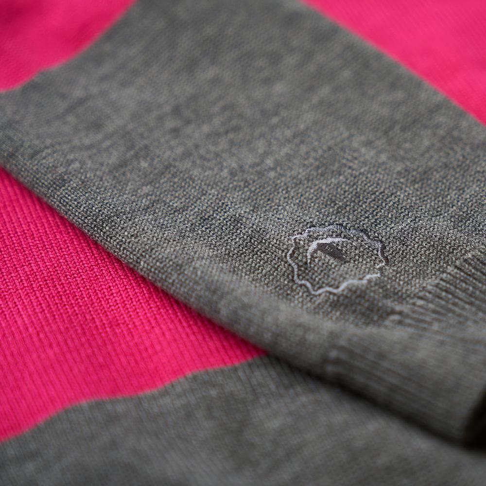 Isobaa | Womens Merino Block Stripe Sweater (Charcoal/Wine/Fuchsia/Smoke) | Discover effortless style and exceptional comfort with our  extrafine 9-gauge Merino wool crew neck sweater.