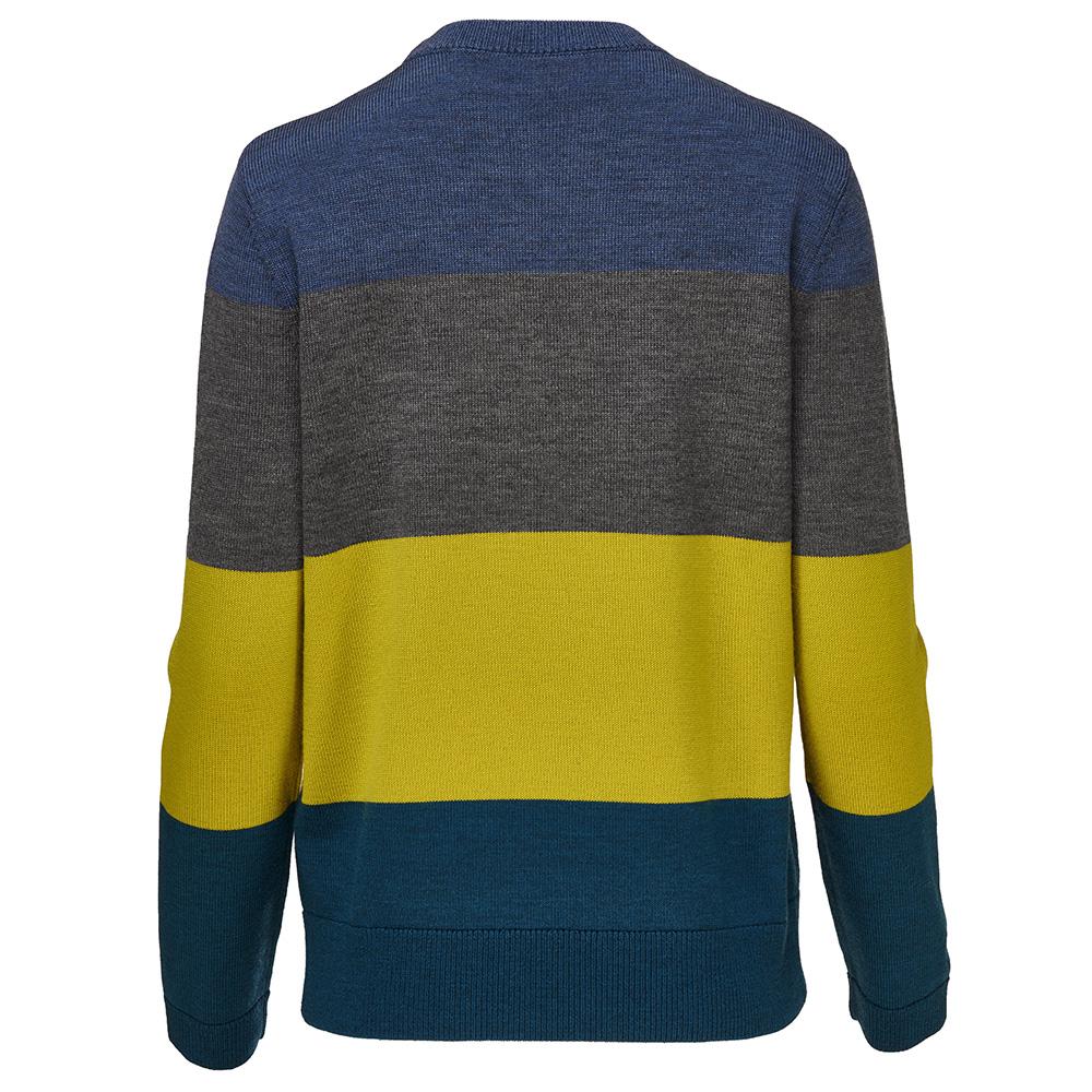 Isobaa | Womens Merino Block Stripe Sweater (Denim/Smoke/Lime/Petrol) | Discover effortless style and exceptional comfort with our extrafine 9-gauge Merino wool crew neck sweater.