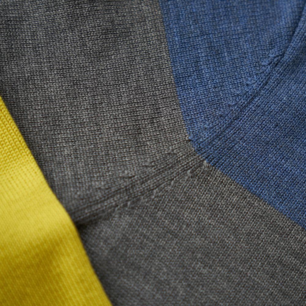 Isobaa | Womens Merino Block Stripe Sweater (Denim/Smoke/Lime/Petrol) | Discover effortless style and exceptional comfort with our extrafine 9-gauge Merino wool crew neck sweater.