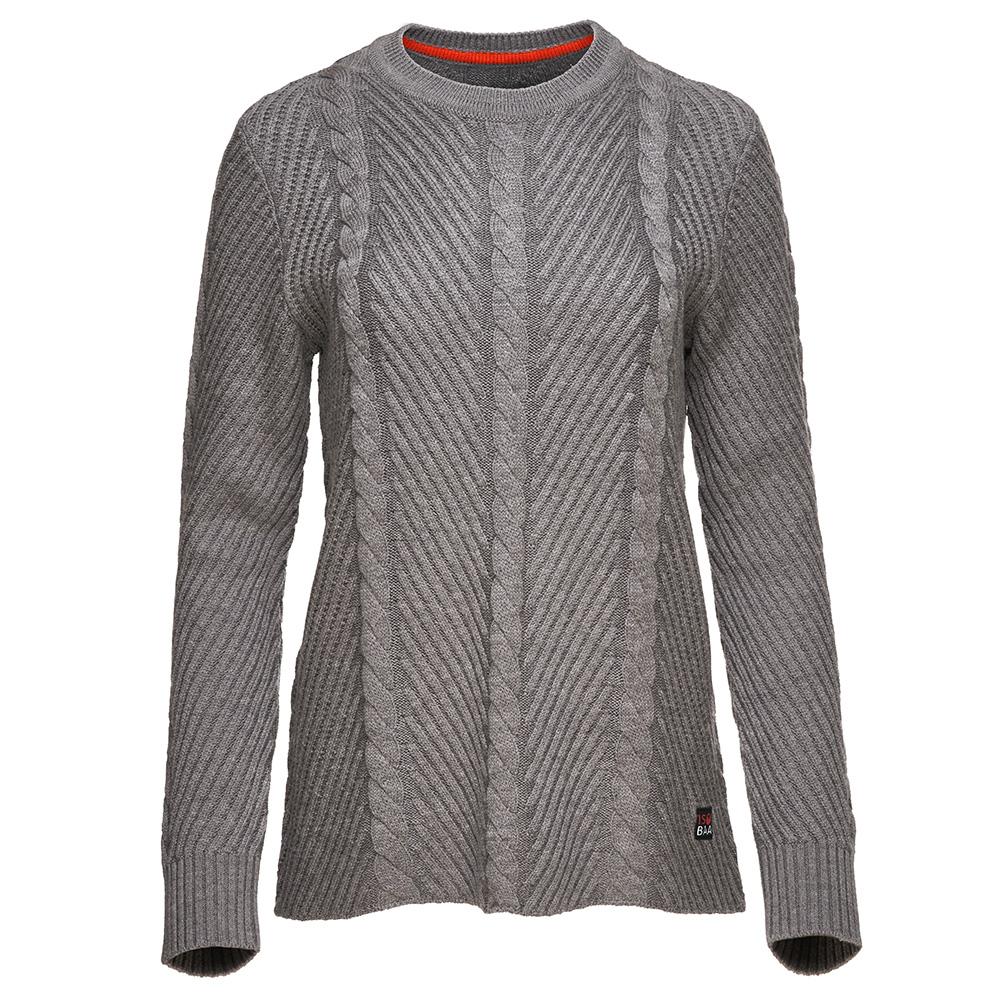 Isobaa | Womens Merino Cable Sweater (Charcoal) | Experience timeless style and outdoor-ready performance with our Merino wool crew neck sweater.