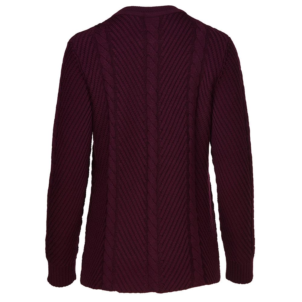 Isobaa | Womens Merino Cable Sweater (Wine) | Experience timeless style and outdoor-ready performance with our Merino wool crew neck sweater.