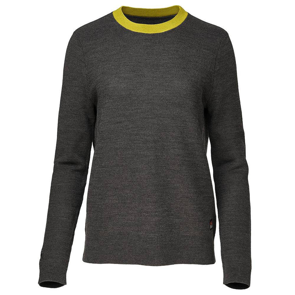 Isobaa | Womens Merino Honeycomb Sweater (Smoke/Lime) | The perfect blend of function and elegance in our extrafine 12-gauge Merino wool crew neck sweater.