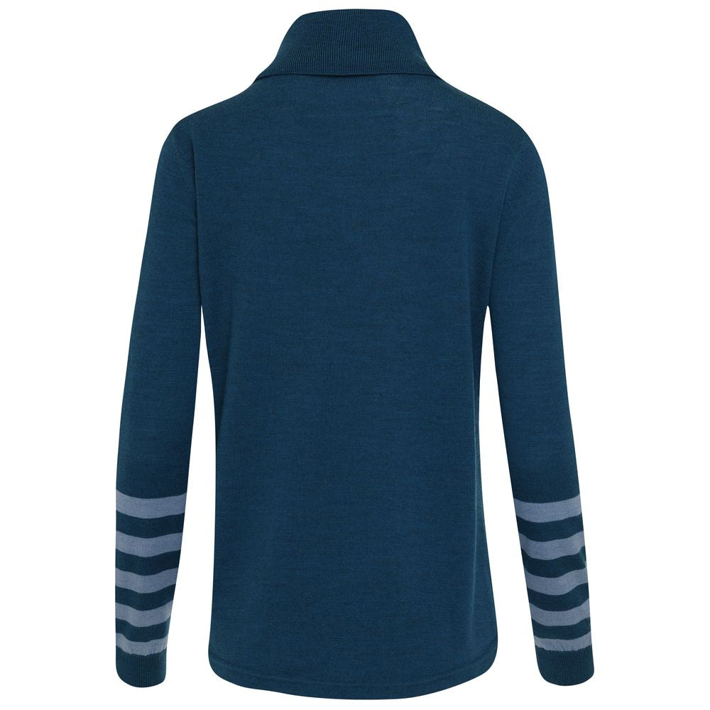 Isobaa | Womens Merino Roll Neck Sweater (Petrol/Sky) | Discover premium style and performance with Isobaa's extra-fine Merino roll neck sweater.