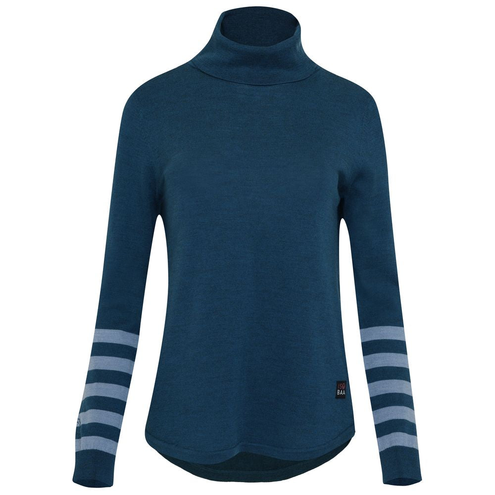 Isobaa | Womens Merino Roll Neck Sweater (Petrol/Sky) | Discover premium style and performance with Isobaa's extra-fine Merino roll neck sweater.