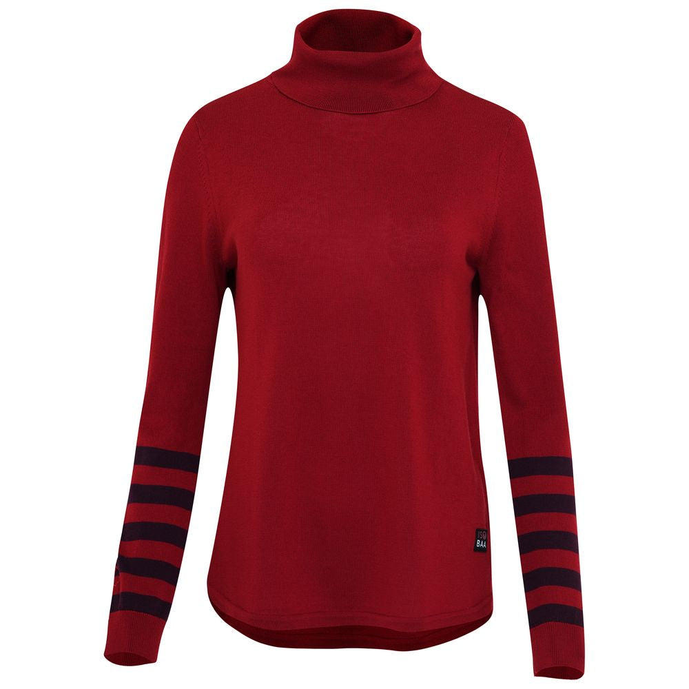 Womens Merino Roll Neck Sweater (Red/Wine) Isobaa