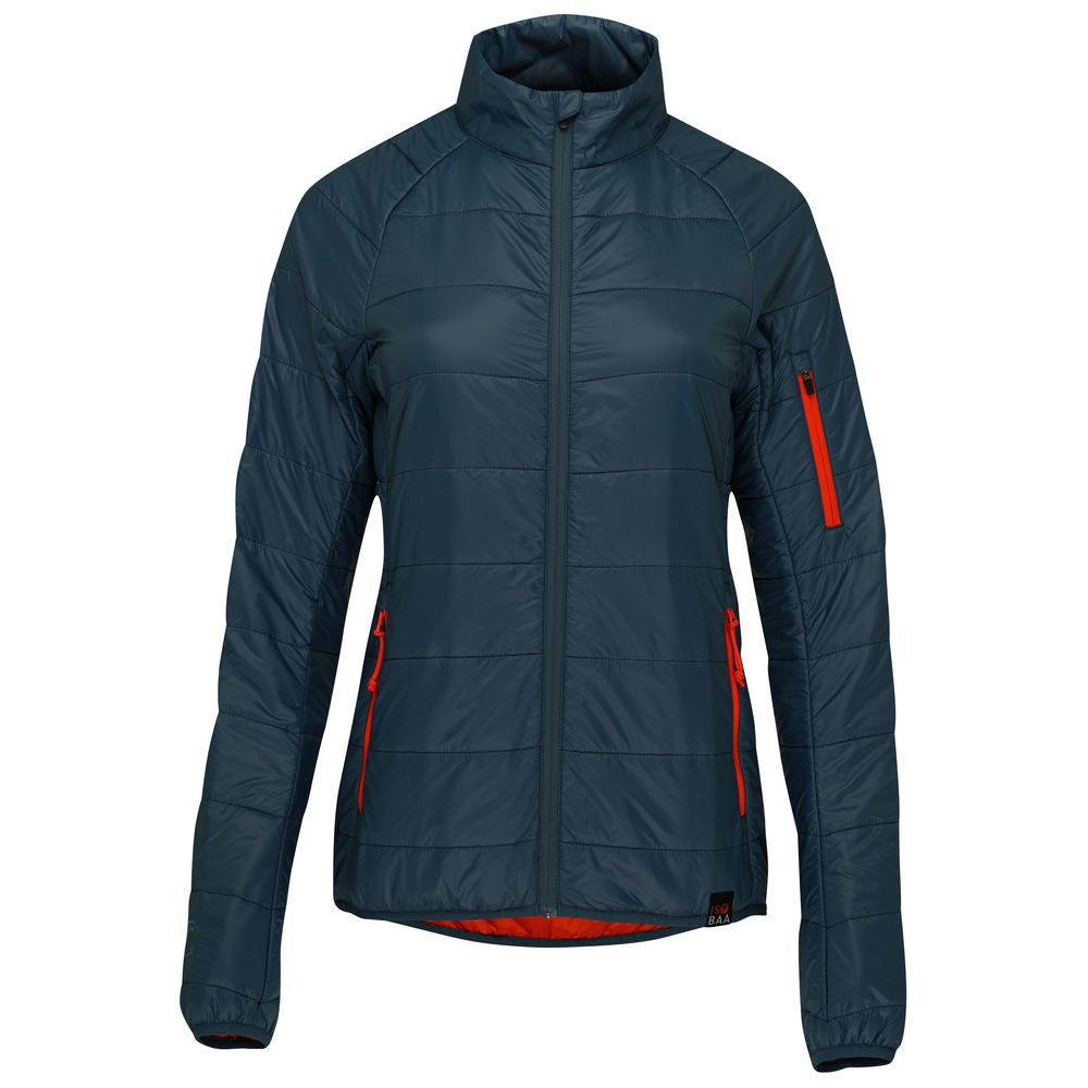 Isobaa | Womens Packable Insulated Jacket (Petrol/Orange) | Exceptional warmth, packable convenience, and sustainable design with our lightweight Merino wool jacket.