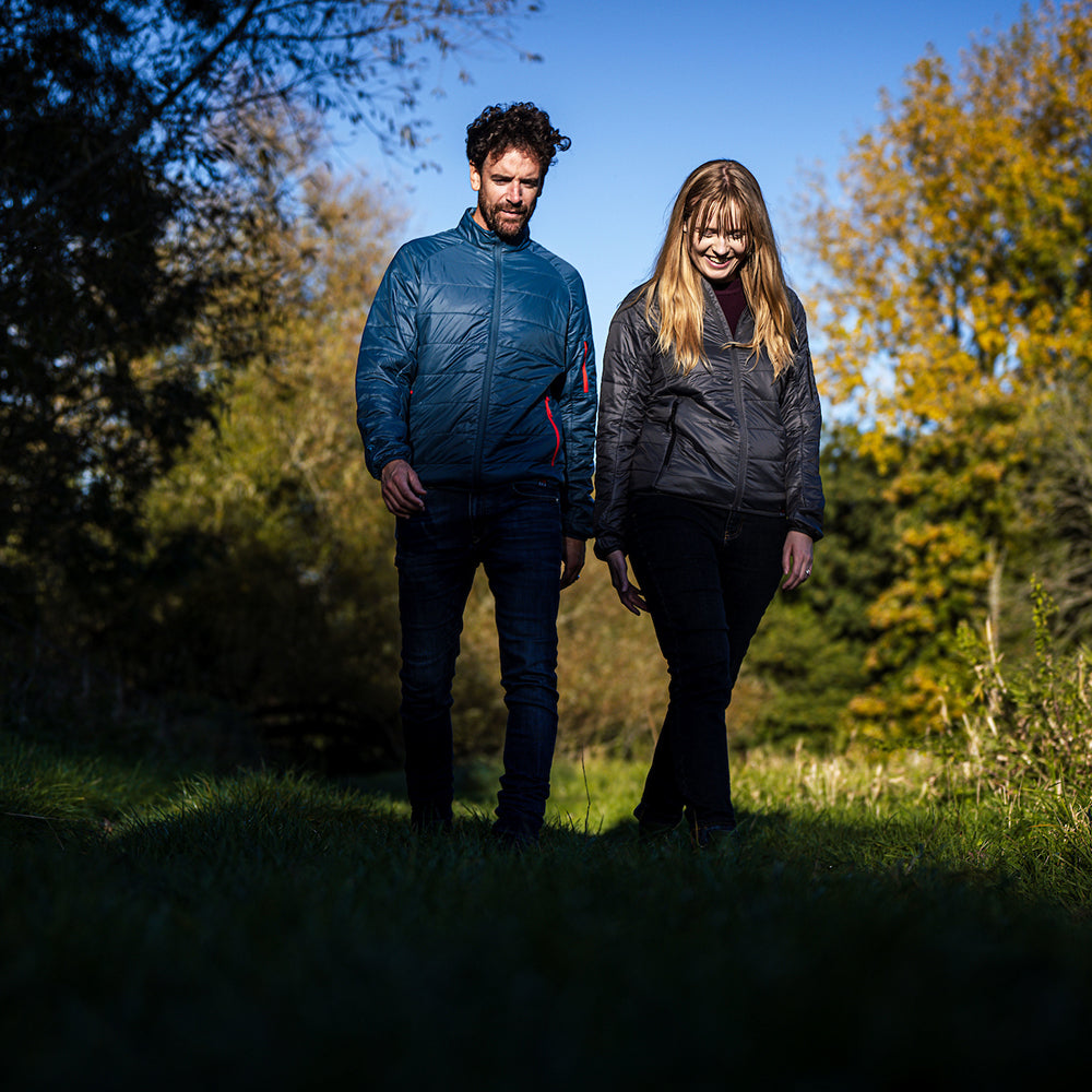 Isobaa | Womens Packable Insulated Jacket (Smoke/Black) | Exceptional warmth, packable convenience, and sustainable design with our lightweight Merino wool jacket.