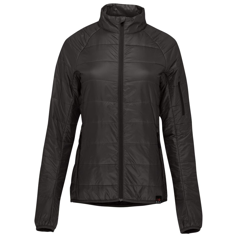 Isobaa | Womens Packable Insulated Jacket (Smoke/Black) | Exceptional warmth, packable convenience, and sustainable design with our lightweight Merino wool jacket.