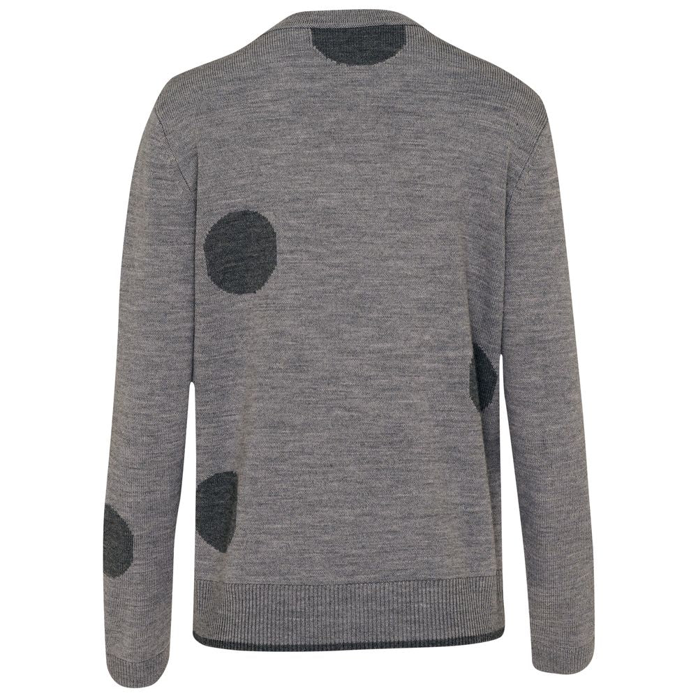 Isobaa | Womens Polka Dot Sweater (Charcoal/Smoke) | Discover the ultimate layering essential with Isobaa's extra-fine Merino crew neck sweater.