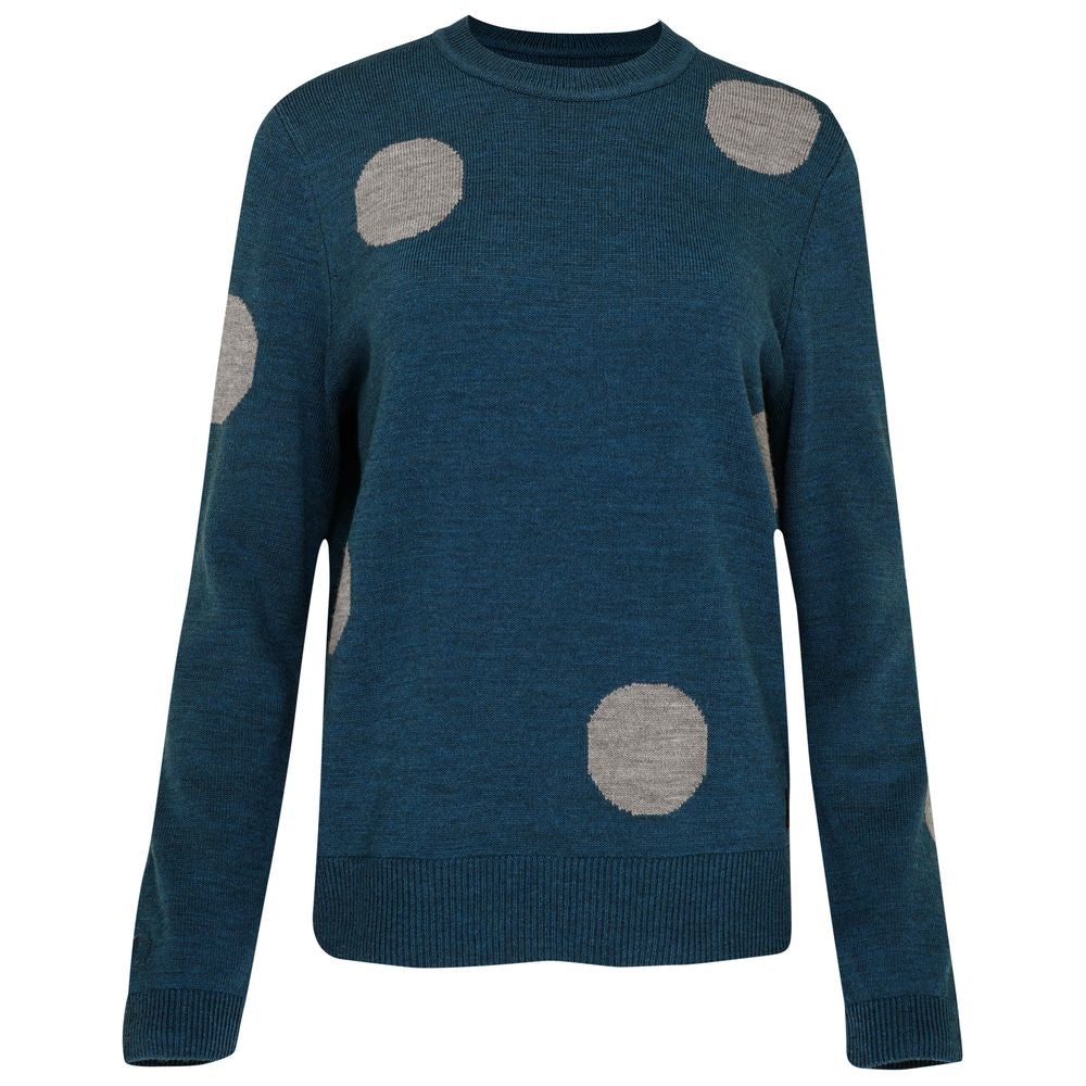 Isobaa | Womens Polka Dot Sweater (Petrol/Charcoal) | Discover the ultimate layering essential with Isobaa's extra-fine Merino crew neck sweater.