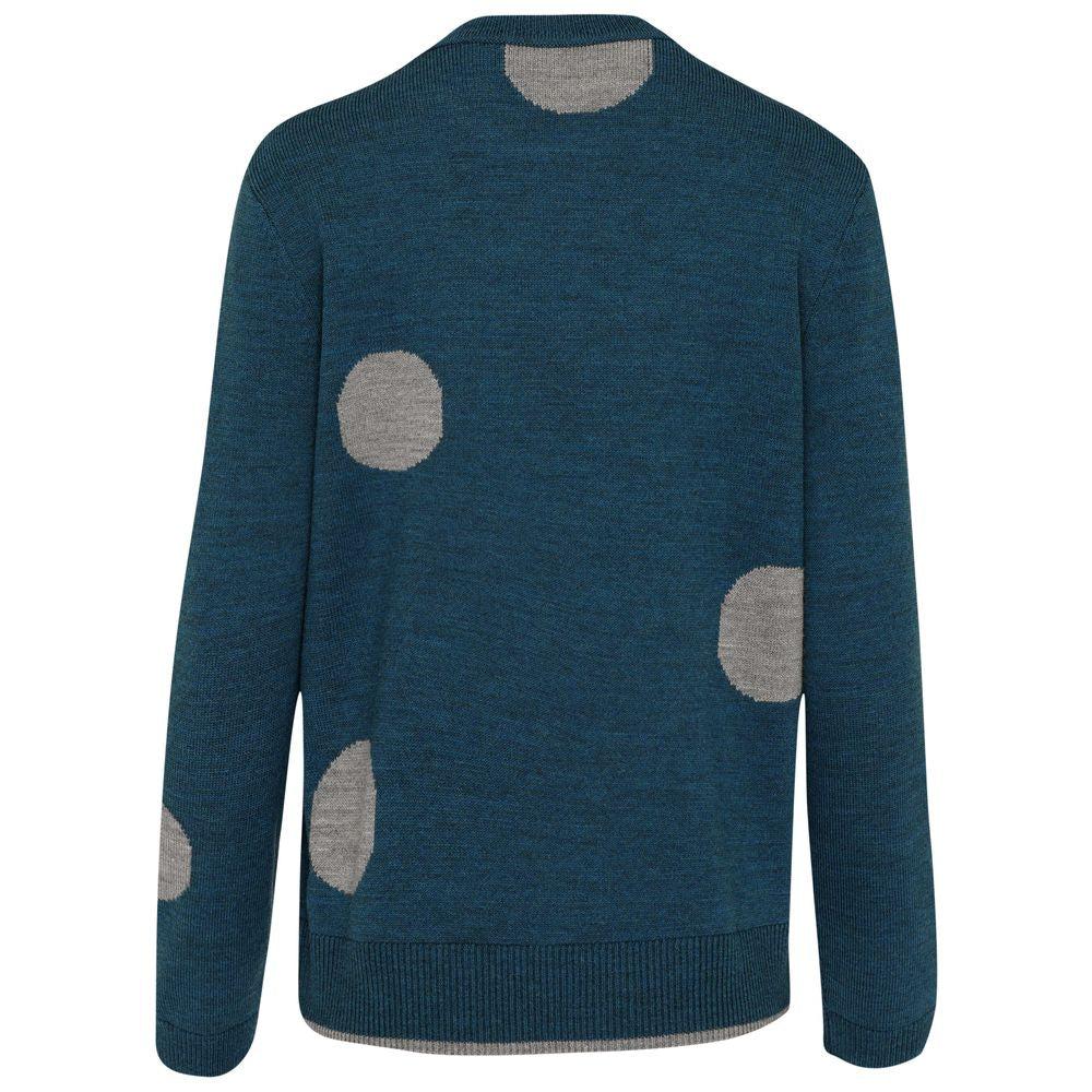 Isobaa | Womens Polka Dot Sweater (Petrol/Charcoal) | Discover the ultimate layering essential with Isobaa's extra-fine Merino crew neck sweater.