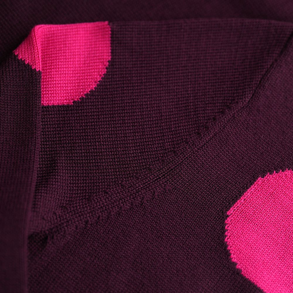 Isobaa | Womens Polka Dot Sweater (Wine/Fuchsia) | Discover the ultimate layering essential with Isobaa's extra-fine Merino crew neck sweater.