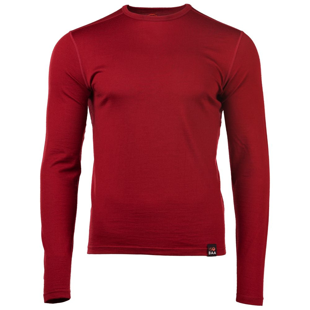Isobaa | Mens Merino 180 Long Sleeve Crew (Red) | Get outdoors with the ultimate Merino wool long-sleeve top.
