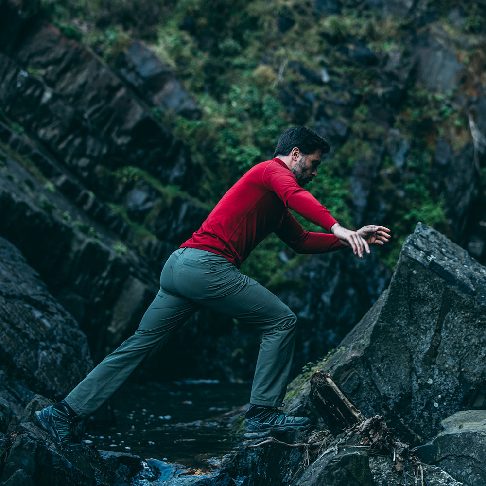 Isobaa | Mens Merino 200 Long Sleeve Zip Neck (Red) | Experience the best of 200gm Merino wool with this ultimate half-zip top – your go-to for challenging hikes, chilly bike commutes, post-workout layering, and unpredictable weather.