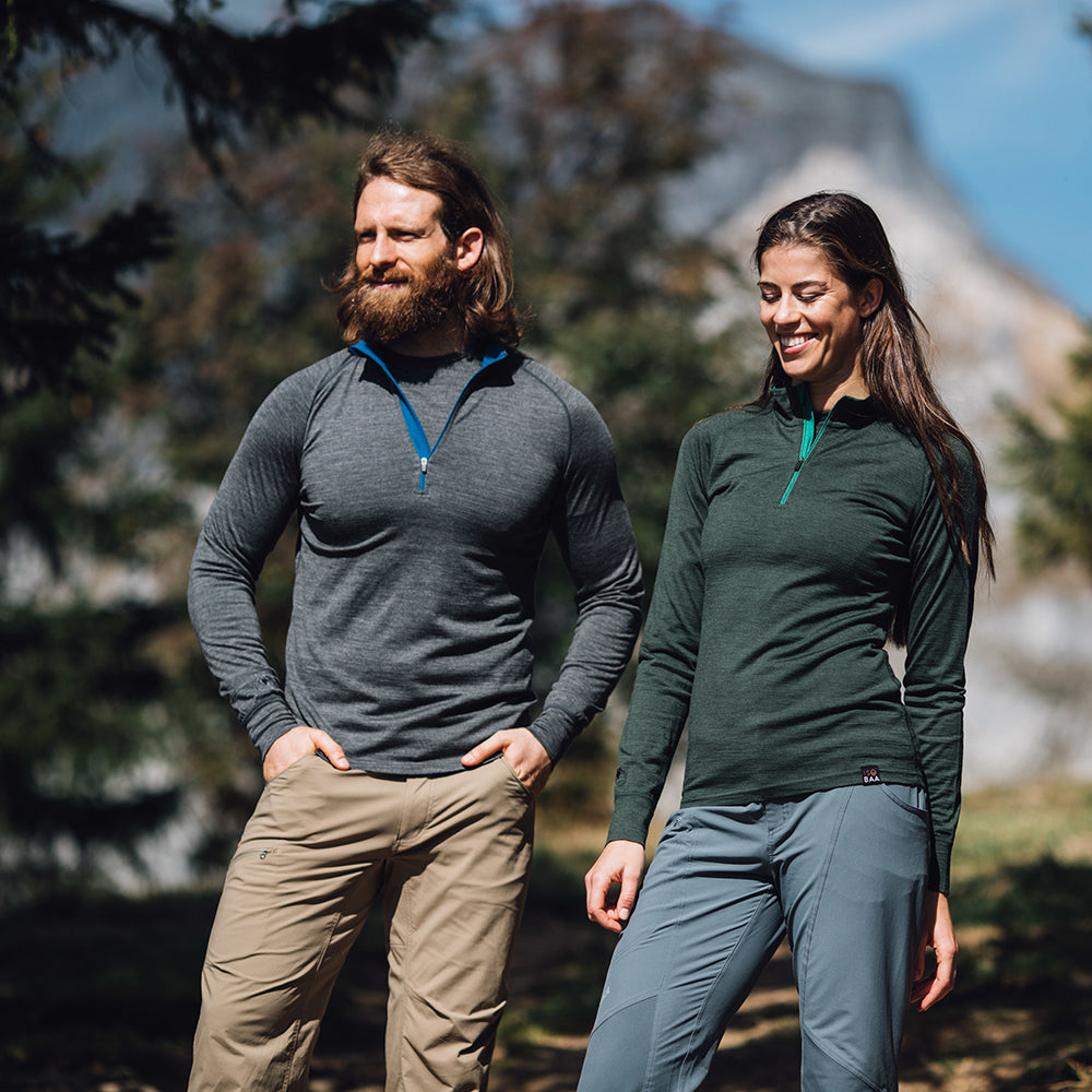 Isobaa | Mens Merino 200 Long Sleeve Zip Neck (Smoke) | Experience the best of 200gm Merino wool with this ultimate half-zip top – your go-to for challenging hikes, chilly bike commutes, post-workout layering, and unpredictable weather.