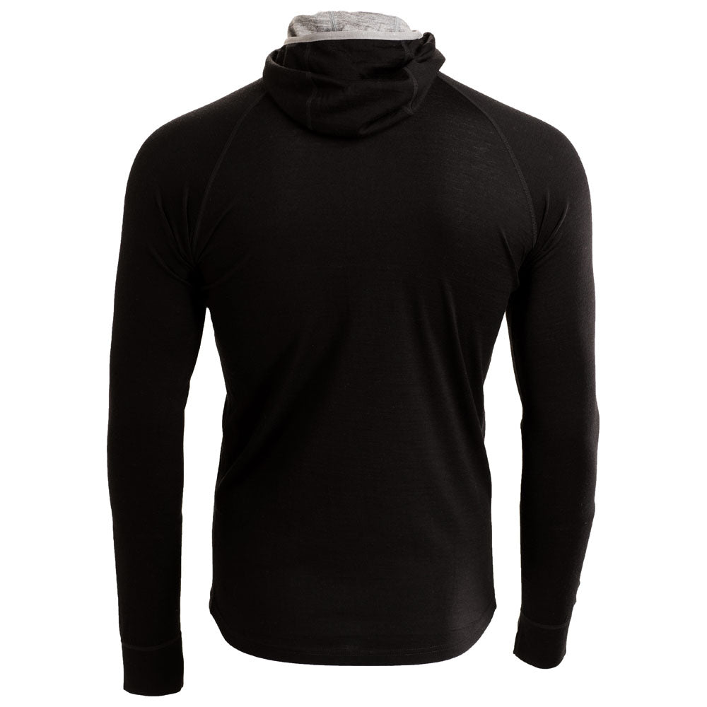 Isobaa | Mens Merino 200 Zip Neck Hoodie (Black) | The ultimate 200gm Merino wool hoodie.