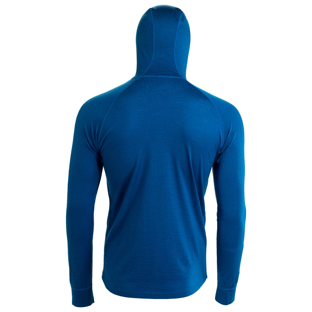 Isobaa | Mens Merino 200 Zip Neck Hoodie (Blue) | The ultimate 200gm Merino wool hoodie.