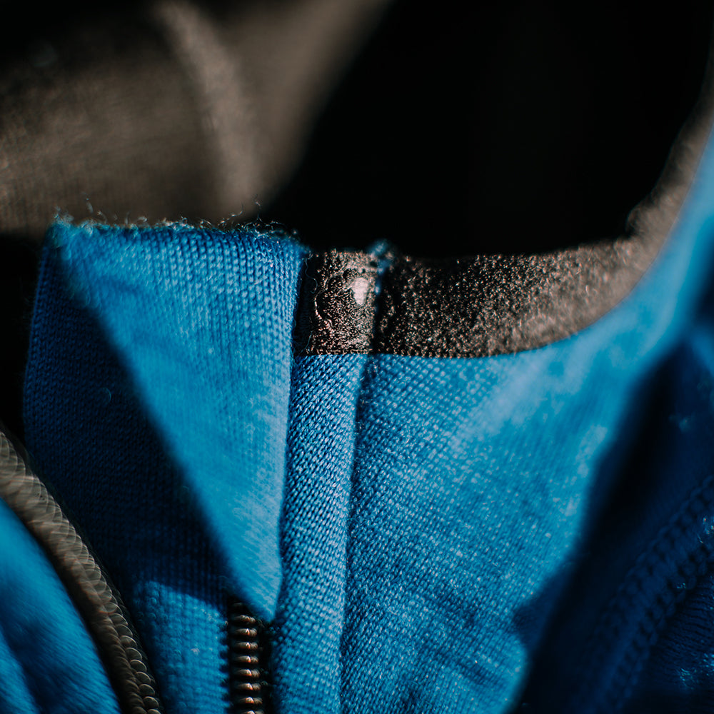 Isobaa | Mens Merino 200 Zip Neck Hoodie (Blue) | The ultimate 200gm Merino wool hoodie.