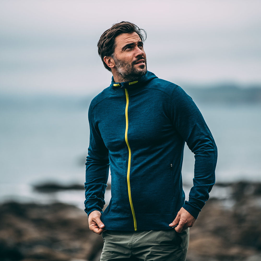 Isobaa | Mens Merino 260 Casual Hoodie (Petrol) | The best in warmth and versatility: Isobaa 260gm midweight Merino wool hoodie. | Model: Duncan
