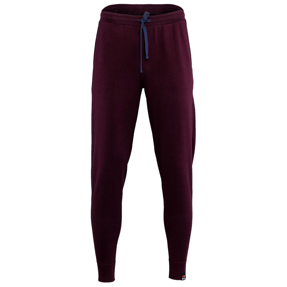 Isobaa | Mens Merino 260 Lounge Cuffed Joggers (Wine/Navy) | Discover unparalleled comfort and versatility with our luxurious 260gm Merino wool lounge joggers.
