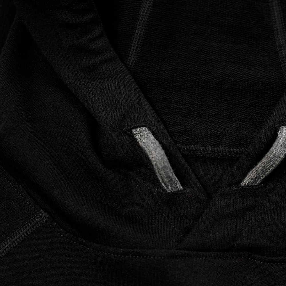 Isobaa | Mens Merino 260 Lounge Hoodie (Black/Smoke) | Experience the best in comfort and performance with our midweight 260gm Merino wool pullover hoodie.