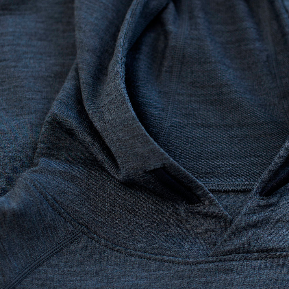 Isobaa | Mens Merino 260 Lounge Hoodie (Denim/Navy) | Experience the best in comfort and performance with our midweight 260gm Merino wool pullover hoodie.