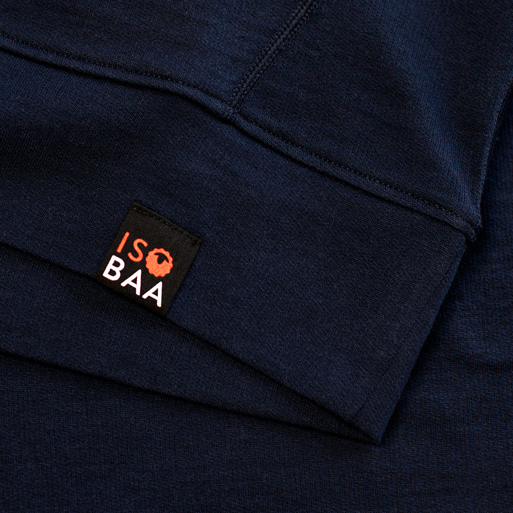 Isobaa | Mens Merino 260 Lounge Hoodie (Navy/Smoke) | Experience the best in comfort and performance with our midweight 260gm Merino wool pullover hoodie.