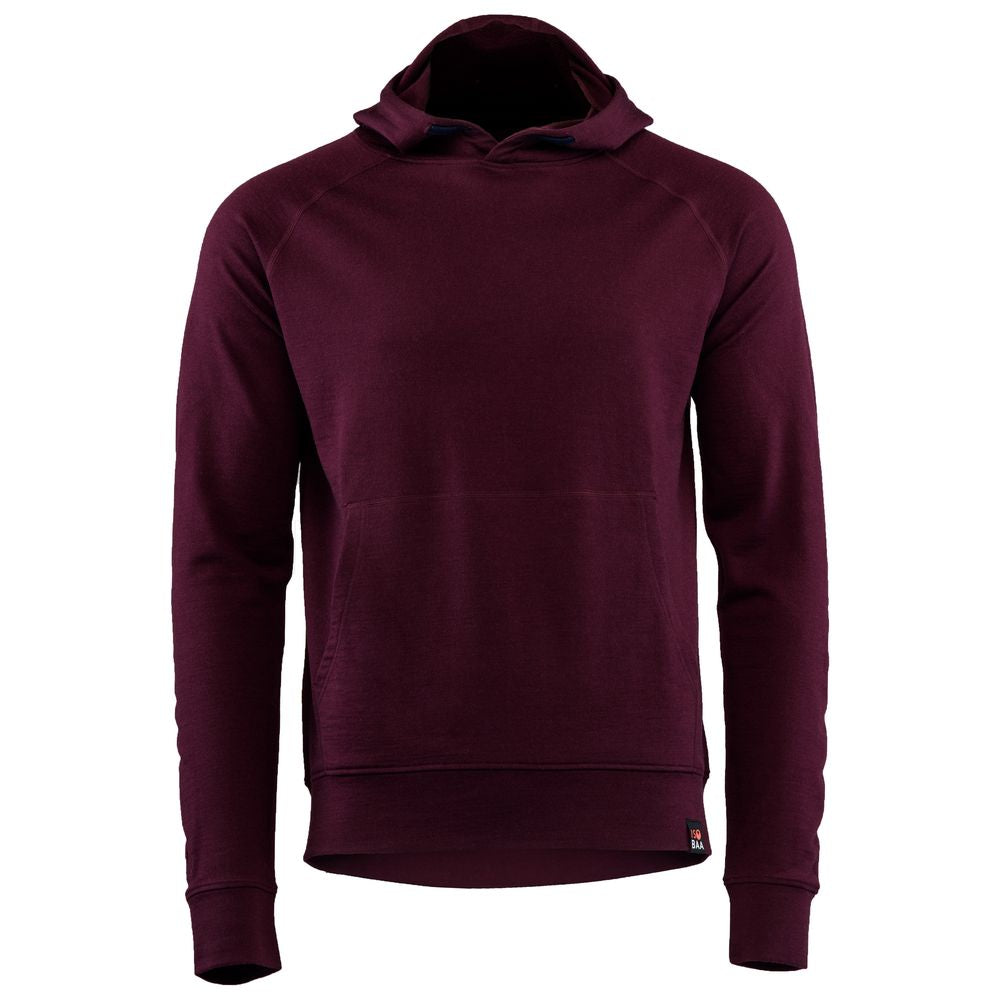 Isobaa | Mens Merino 260 Lounge Hoodie (Wine/Navy) | Experience the best in comfort and performance with our midweight 260gm Merino wool pullover hoodie.