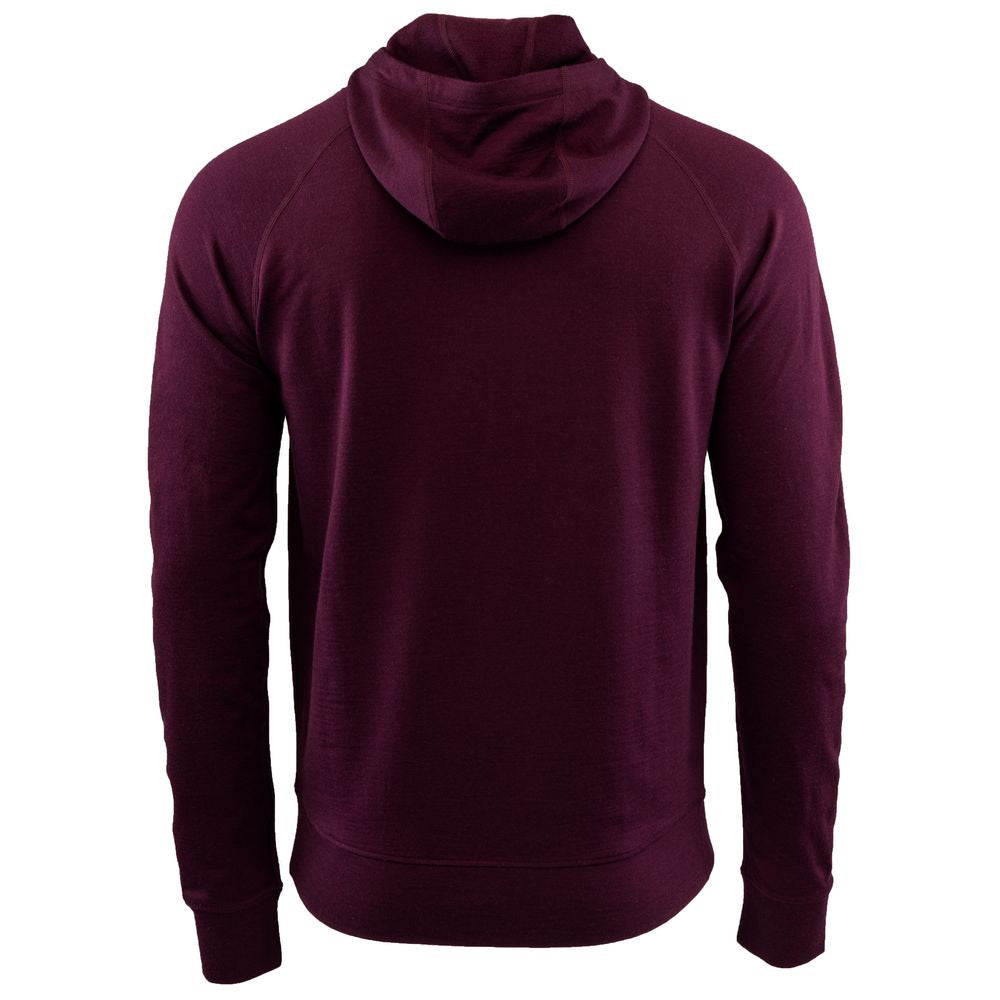 Isobaa | Mens Merino 260 Lounge Hoodie (Wine/Navy) | Experience the best in comfort and performance with our midweight 260gm Merino wool pullover hoodie.