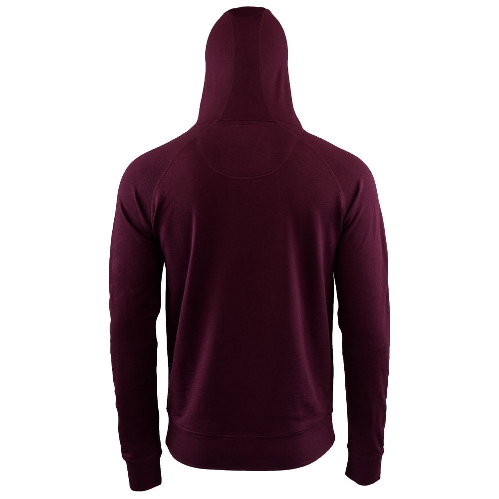 Isobaa | Mens Merino 260 Lounge Hoodie (Wine/Navy) | Experience the best in comfort and performance with our midweight 260gm Merino wool pullover hoodie.